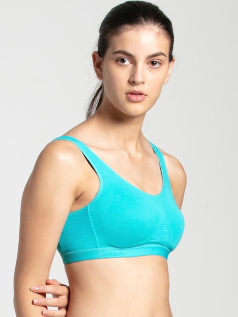 Jockey 1376 Women's Wirefree Non Padded Super Combed Cotton Elastane  Stretch Full Coverage Slip-On Active Bra with Wider Straps and Moisture  Move Trea - Price History